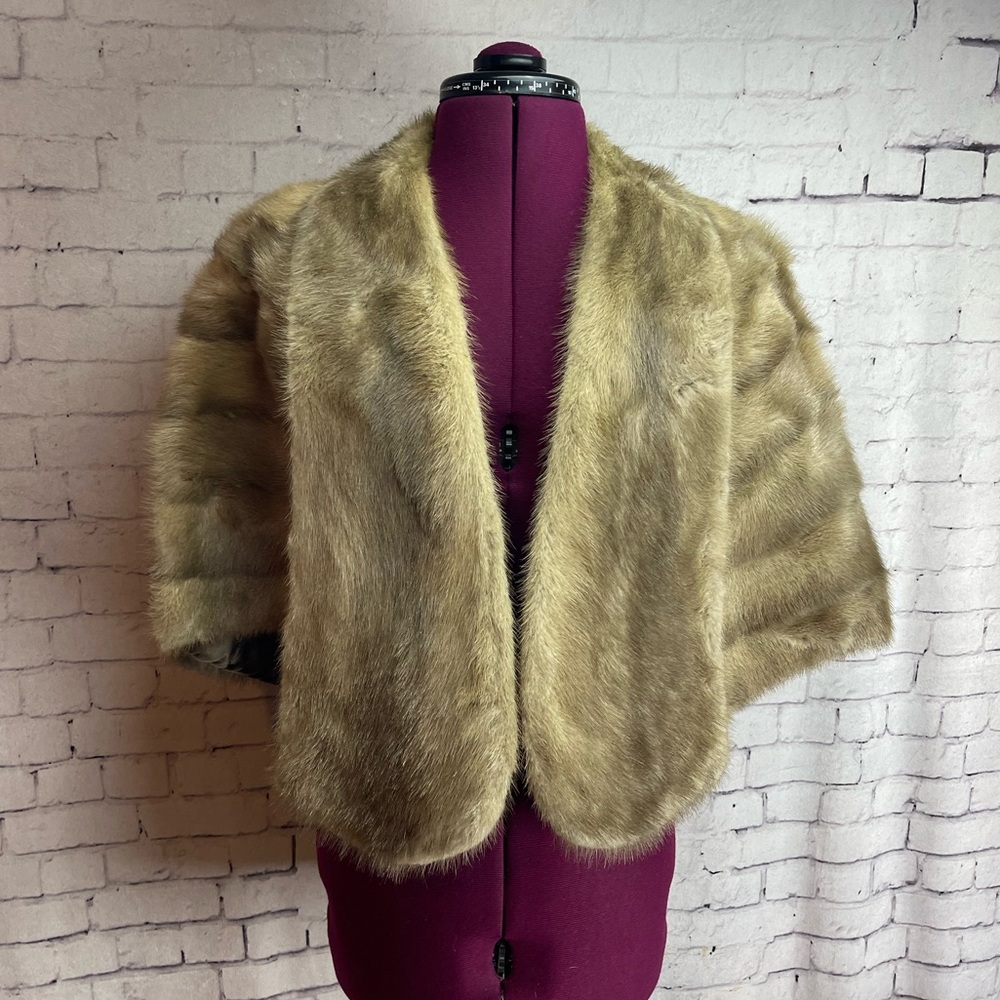 Vintage mink fur stole medium ash blonde color